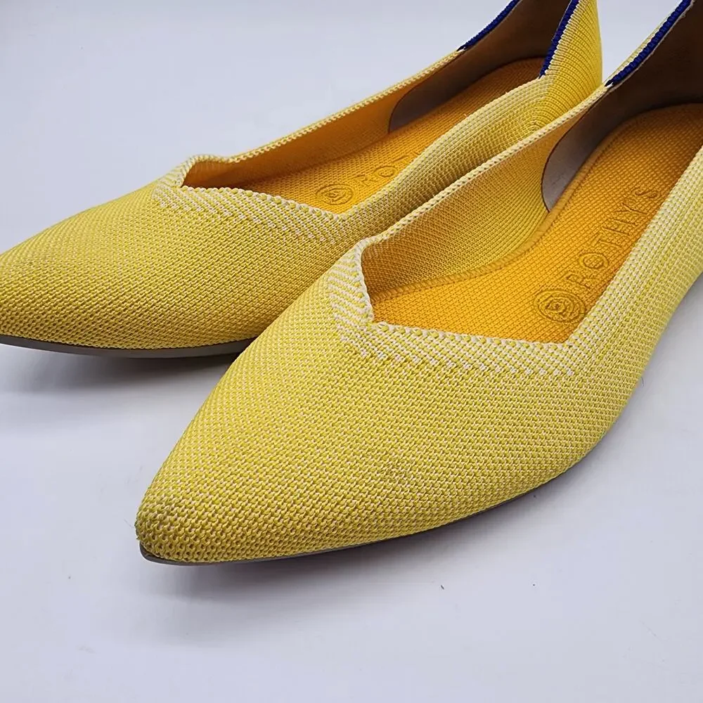 Rothy's‎ Point Toe Flats in Sunshine Yellow Women's 8.5 Recycled Washable